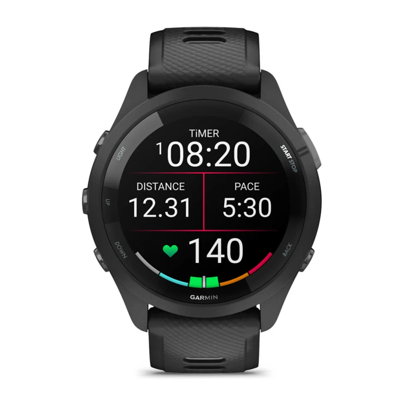Garmin Forerunner 265 Black Bezel and Case with Black/Powder Grey Silicone Band-2
